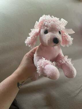 Calplush 2015 Pink Poodle Plush Toy with Ribbon Bow